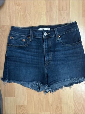 Levi's Dark Blue Denim Frayed Hem Women's Shorts size 28 Levis